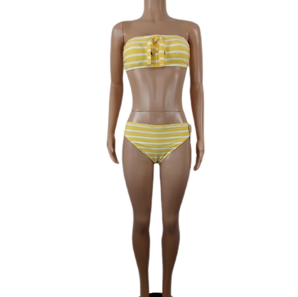 Michael Kors Striped 2pc BikiniFront Lace Up Stra - Picture 2 of 5